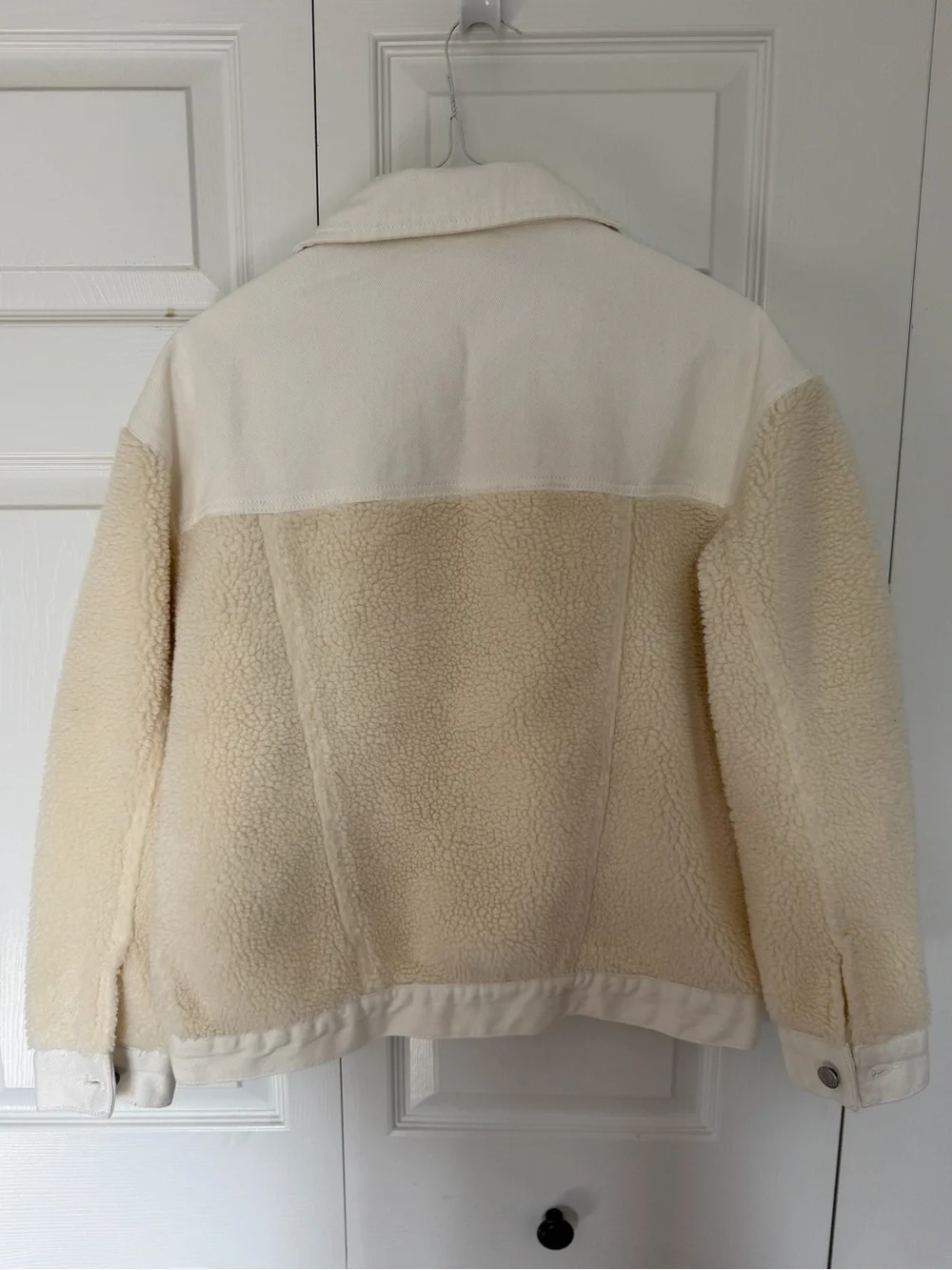 PacSun Cream Sherpa Jean Jacket with Canvas Yoke - Picture 2 of 3